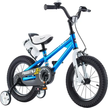 14 дюймов. Синий детский велосипед для мальчиков и девочек с тренировочными колесами и бутылкой для воды