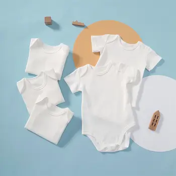 2023 Новейшая детская одежда, боди для девочек, Летнее Белое боди для мальчиков с коротким рукавом, Одежда для новорожденных, детские пижамы