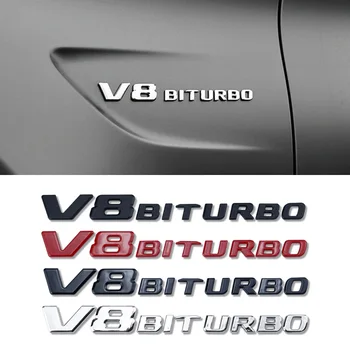 3D ABS V8 BITURBO Буквы Боковое Крыло Автомобиля Эмблема Значок Наклейка Для Mercedes Benz C63 G63 E63 S63 W222 W223 W205 W204 Аксессуары