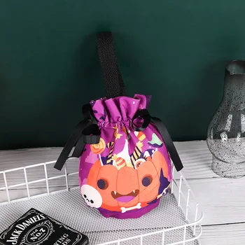 3pcs Halloween Gift Bag Small Trick or Treat Candy Goody Bag Пакеты для Конфет из Тыквы на Хэллоуин для Закусок и Конфет