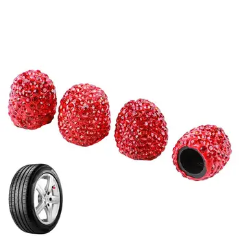 4шт Блестящие Алмазные колпачки для колес, горный хрусталь, глина, ABS Автомобильные шины, воздушные колпачки для штока шины, герметичная крышка