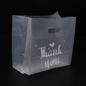 50 Шт Пластиковый подарочный пакет Спасибо Пластиковая хозяйственная сумка с ручкой Рождественский подарочный пакет для свадебной вечеринки Конфетный торт Маленький