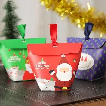 5шт Рождественская Бумажная коробка конфет для Маффинов Санта Клаус Подарочная коробка для торта для детей Сувениры для вечеринок Рождество Новогоднее Украшение Navidad