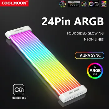 COOLMOON Neon Line 8Pin/24Pin ARGB Источник Питания Декоративная Линия Синхронизации 5V Замена Многофункционального DIY для Блока Питания