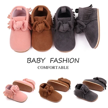 FOCUSNORM 0-18 м, Сапоги для новорожденных девочек, 3 цвета, однотонная мягкая подошва с кисточками и бантом, нескользящая обувь для первых прогулок