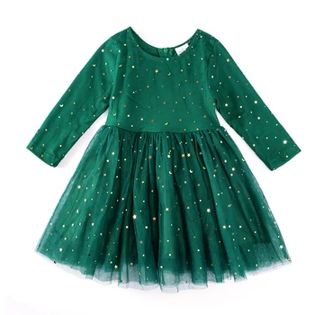Girlymax Зимнее Рождество Для маленьких девочек, Детская одежда, платье, юбка-пачка с зелеными блестками, юбка-пачка длиной до колен, длинный рукав