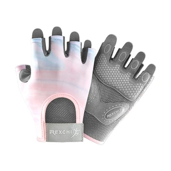 GOBYGO 1 пара перчаток для фитнеса с полупальцами, защита запястья, противоскользящие перчатки для тяжелой атлетики с гантелями, женские велосипедные спортивные перчатки