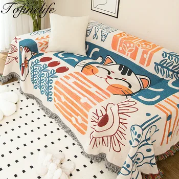 Ins Милое одеяло для пикника с рисунком Счастливого кота с кисточкой, покрывало для дивана, покрывало для кровати, коврик для кемпинга, коврики для дивана