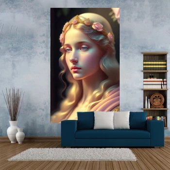 JmDecoVintage Фэнтезийная анимация Эстетичная девушка-блондинка, фоновое украшение, настенный гобелен, материал из полиэстера, домашняя спальня