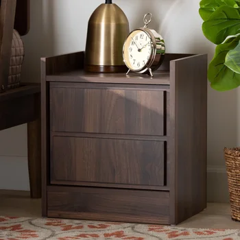 Mitlame Hale, современная тумбочка из орехово-коричневого дерева с 2 выдвижными ящиками, теплое оформление мебели