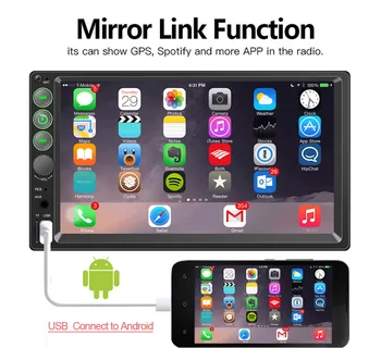 Автомобильное радио 2 Din Bluetooth MP5 плеер 7-дюймовый TF-экран Сенсорный экран Поддержка FM Усилитель карты памяти 12V Зеркальная ссылка для Android