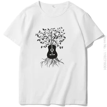 Акустическая гитара Tree Roots, гитарист, музыкальные футболки с графическим рисунком, летняя футболка, футболки Оверсайз с коротким рукавом, мужская одежда Harajuku