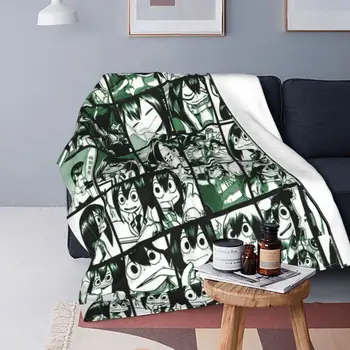 Аниме Одеяло Tsuyu Asui Флисовое Зимнее Boku No My Hero Academia Academy Дышащее покрывало для кровати, путешествия, Плюшевое Тонкое одеяло