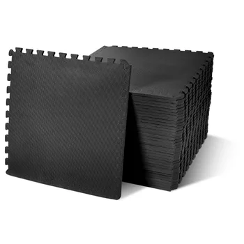 Баланс от 1/2 дюйма. Толстый напольный коврик для упражнений-головоломка с высококачественными плитками из вспененного ЭВА, 36 Штук, 144 кв. Фута. Черный