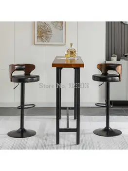Барный стул Nordic bar chair, поднимающийся табурет с высокой ножкой, бытовой барный стул, современный простой барный стул со спинкой, барный стул