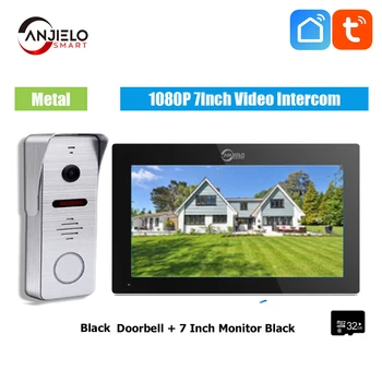 Видеодомофон Tuya Smart Wifi с разрешением 1080P в частном доме, система внутренней связи в квартире для домашнего Металлического дверного звонка