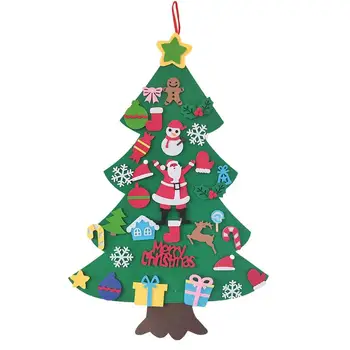 Войлочная Рождественская елка, украшения Санта-Клауса, Войлочная елка, войлочные гобелены, украшение для детской, поделка на стену в классе, поделка на праздник Нового года