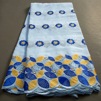 Высококачественная Африканская Швейцарская вуалевая кружевная ткань 2023 года, кружевная ткань со стразами в Нигерийском стиле для пошива женских вечерних платьев, 5 ярдов A3444