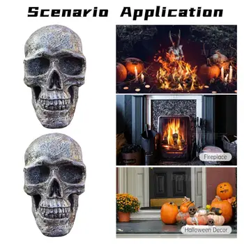 Декор в виде черепа из твердой смолы, реалистичные огнеупорные украшения в виде черепа на Хэллоуин для костров, каминов, каминных ям, поделок из смолы для тематических
