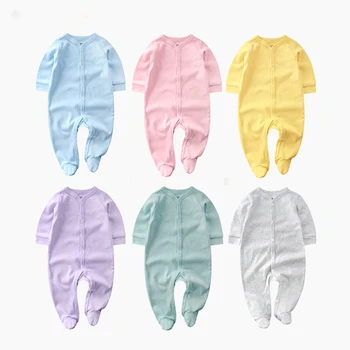 Демисезонный новорожденный 3 м 6 М 9 М 12 м Для маленьких девочек и мальчиков, повседневный комбинезон из 100% хлопка с длинными рукавами для малышей, комбинезон, одежда