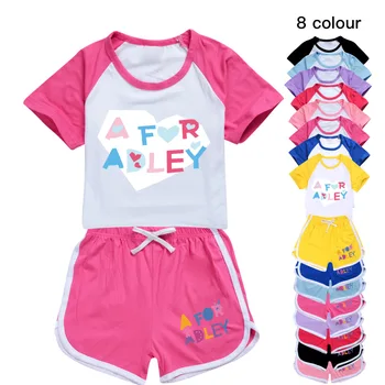 Детская одежда A для Адли, футболка для маленьких девочек и мальчиков + шорты, комплект из 2 предметов, спортивный костюм, повседневная летняя удобная одежда для малышей, пижамы