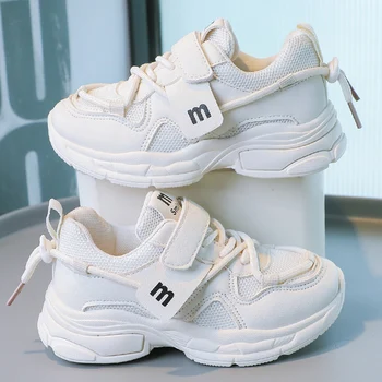 Детские кроссовки для девочек Белая Черная Детская повседневная обувь на платформе Дышащие кроссовки для бега, тенниса для девочек Бесплатная Доставка