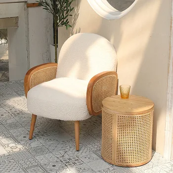 Дизайнерский Одноместный диван из ротанга MOMO Nordic, Кресло для отдыха на Балконе, Знаменитость из массива Дерева, Современный Двухместный Тканевый диван