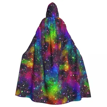 Длинный плащ-накидка Nebula Night Звездное Небо В цветах Радуги Плащ с капюшоном Пальто Осенние толстовки