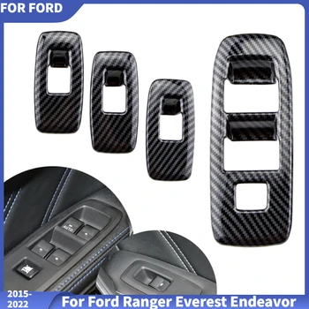 Для Ford Ranger Everest Endeavor 2015-2022 Двери автомобиля Стеклоподъемник Переключатель панели Крышка Отделка Рамка Декоратор Наклейка Аксессуары