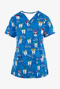 Женская одежда для медсестер в больнице, женская футболка с V-образным вырезом и принтом в виде Винни-Пуха, футболка для медсестер