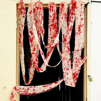 Жуткая ткань с пятнами крови, ткань с пятнами крови, Жуткая марля с пятнами крови на Хэллоуин, окно, стол, дверь, декор для маскарадного костюма