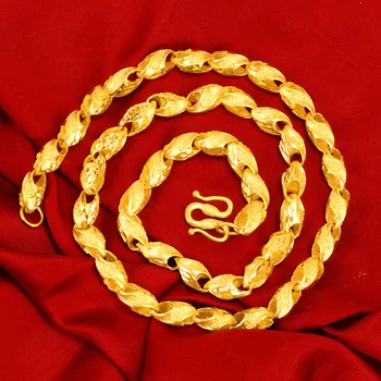 Изящное мужское ожерелье из матового пшеничного колоса с позолотой 24k, ювелирный подарок
