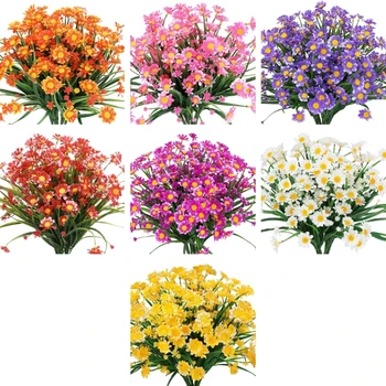 Искусственные цветы, ромашки, устойчивые к ультрафиолетовому излучению Разноцветные пластиковые растения для домашнего декора