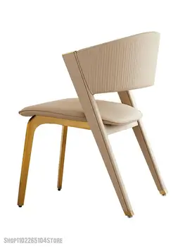 Итальянский Легкий обеденный стул класса люкс Cc, табурет для домашней косметики, простой современный гостиничный обеденный стул со спинкой из кожи и нержавеющей стали