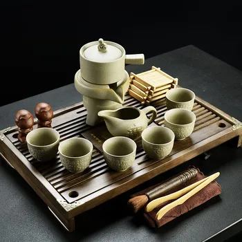 Китайский керамический чайный сервиз кунг-фу с фиолетовым песком, простой роскошный чайный сервиз в стиле ретро