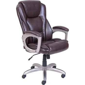 Коммерческое офисное кресло Serta из прочной клееной кожи с эффектом памяти, вместимость 350 фунтов, коричневый