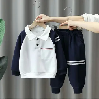 Комплект Свитеров Для мальчиков 2023 года, Новая Корейская Весенняя одежда, Детская Одежда, Красивый Повседневный Комплект Из двух предметов Для Мальчиков, Стиль Baby Academy