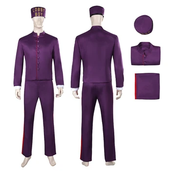 Костюм для косплея Zero Lobby, фиолетовое пальто, брюки, шляпа, отель Grand Cos Budapest, маскировочный костюм для мужчин и взрослых на Хэллоуин, карнавал