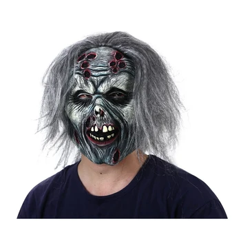 Кровавый ужас Маска зомби Косплей Жуткий ужас демон Злой зомби латексный шлем реквизит для костюмированной вечеринки на Хэллоуин
