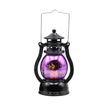 Лампа для Хэллоуина, винтажный ручной фонарь, масляная лампа, подвесной декоративный светильник для кануна Хэллоуина (фиолетовый)