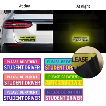 Магнит для водителя-студента для автомобиля, 3 шт., Пожалуйста, будьте терпеливы, Новая наклейка со знаком водителя, предупреждение о безопасности, светоотражающая Магнитная наклейка для водителя-новичка