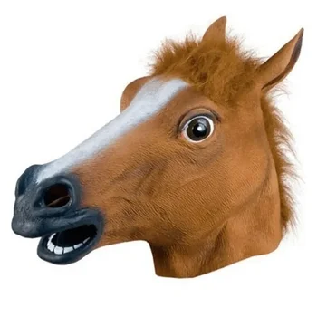 Маска с головой лошади, жуткая коричневая резиновая латексная маска животного с головой лошади для взрослых, новинка для костюмированной вечеринки на Хэллоуин