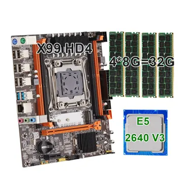 Материнская плата KEYIYOU X99H D4 LGA 2011-3 с Intel E5 2640 v3 с 4 * 8G = 32GB DDR4 2133MHZ ECC REG memory combo kit set