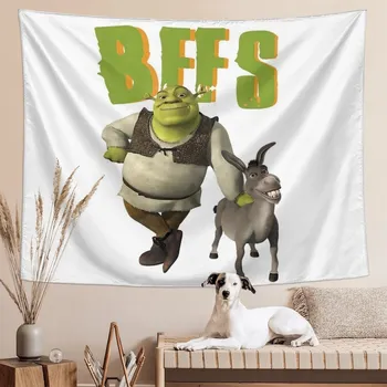 Мемный Гобелен Shrek BFFS - Забавные Эстетичные Гобелены для Общежития Колледжа, Спальни, Вечеринок - Художественный Плакат и фон из Мемов