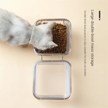 Миска для домашних животных, прозрачная миска для кошек с высокими ножками, миска для питья, миска для кошачьего корма, миска для собак, легко моющаяся двойная миска