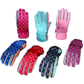 Модные детские лыжные перчатки в клетку, зимние перчатки для сноуборда, зимние спортивные перчатки для мальчиков и девочек, водонепроницаемые плюшевые варежки, согревающие пальцы