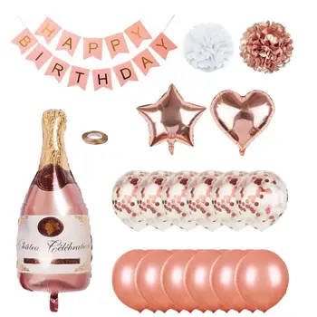 Набор шаров из фольги с круглой звездой из розового золота для шампанского, украшения для вечеринки в честь Дня рождения, Свадебные Принадлежности для рождественской вечеринки