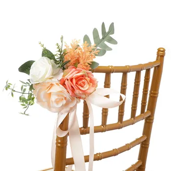 Новая имитация спинки стула цветы на открытом воздухе свадебный банкет спинка стула декоративные цветы имитация листьев цветы свежие поддельные flo