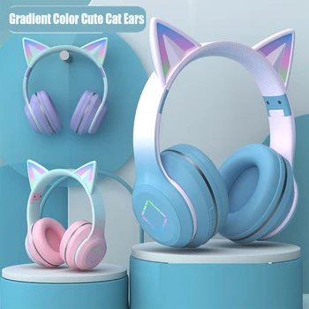 Новая популярная гарнитура ST89M с цветными светодиодными кошачьими ушками (приготовленный на пару хлеб в форме кошачьих ушей) Беспроводная Bluetooth-гарнитура