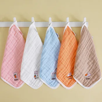 Новая удобная квадратная вышивка мультяшного Маленького Тигра, хлопковое детское марлевое шестислойное полотенце для мытья лица, детские товары Бесплатная доставка